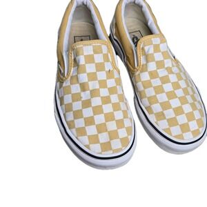 Vans Shoes Mens 6 Womens 7.5 Classic Slip-On Checkerboard Yellow Comfort Casual